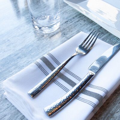 Bistro Napkins (12 Pack) ,18x22, Striped Color Options, Polyester Kitchen Linens