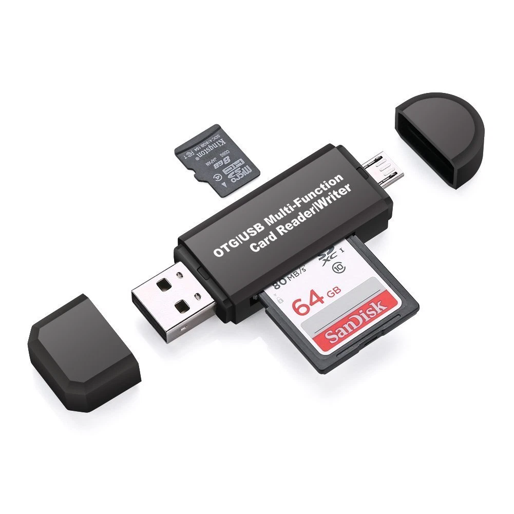 Lecteur de cartes MicroSD et adaptateurs OTG vers Micro-USB et USB