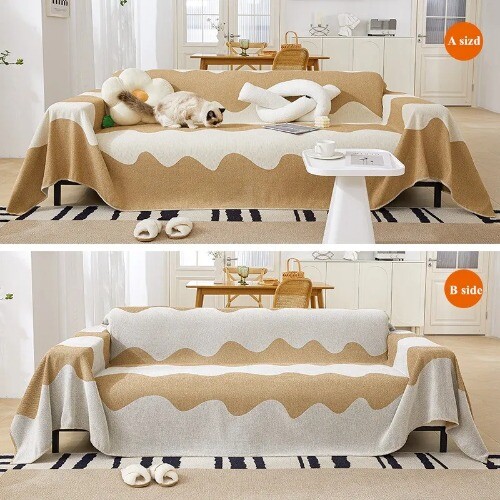Chenille Sofa Towel Universal Double-side Lines Sofa Cover Throw Blanket Towel - Zdjęcie 8 z 18