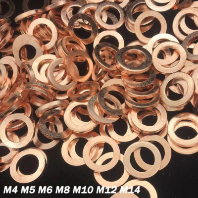 M4 M5 M6 M8 M10 M12 M14 Purple Copper Ultra Thin Washers Flat Precision Gasket