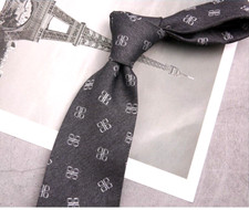 New Classic Polka Dot Gray White JACQUARD WOVEN 100 Silk Men's Necktie Tie