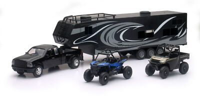 #ad NEW RAY Replica Pick Up Toy Hauler W Polaris Vehicles Set 37046 $76.19