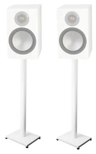 White 37” Steel Stands For Monitor Audio Silver 100 Bookshelf Speakers