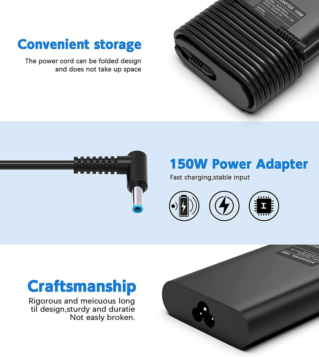 OEM HP Zbook 45W Blue Tip AC ADATTATORE Caricatore 14U 15U G2 G3 G4 G5 G6 Chromebook - Foto 10