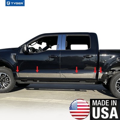 TYGER for 2021-2022 Ford F-150 SuperCrew 6.5' Bed Steel Chrome Rocker Panel Trim