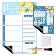 Lemon Magnetic Weekly Meal Planner Dry Erase Board for Refrigerator - Dinner