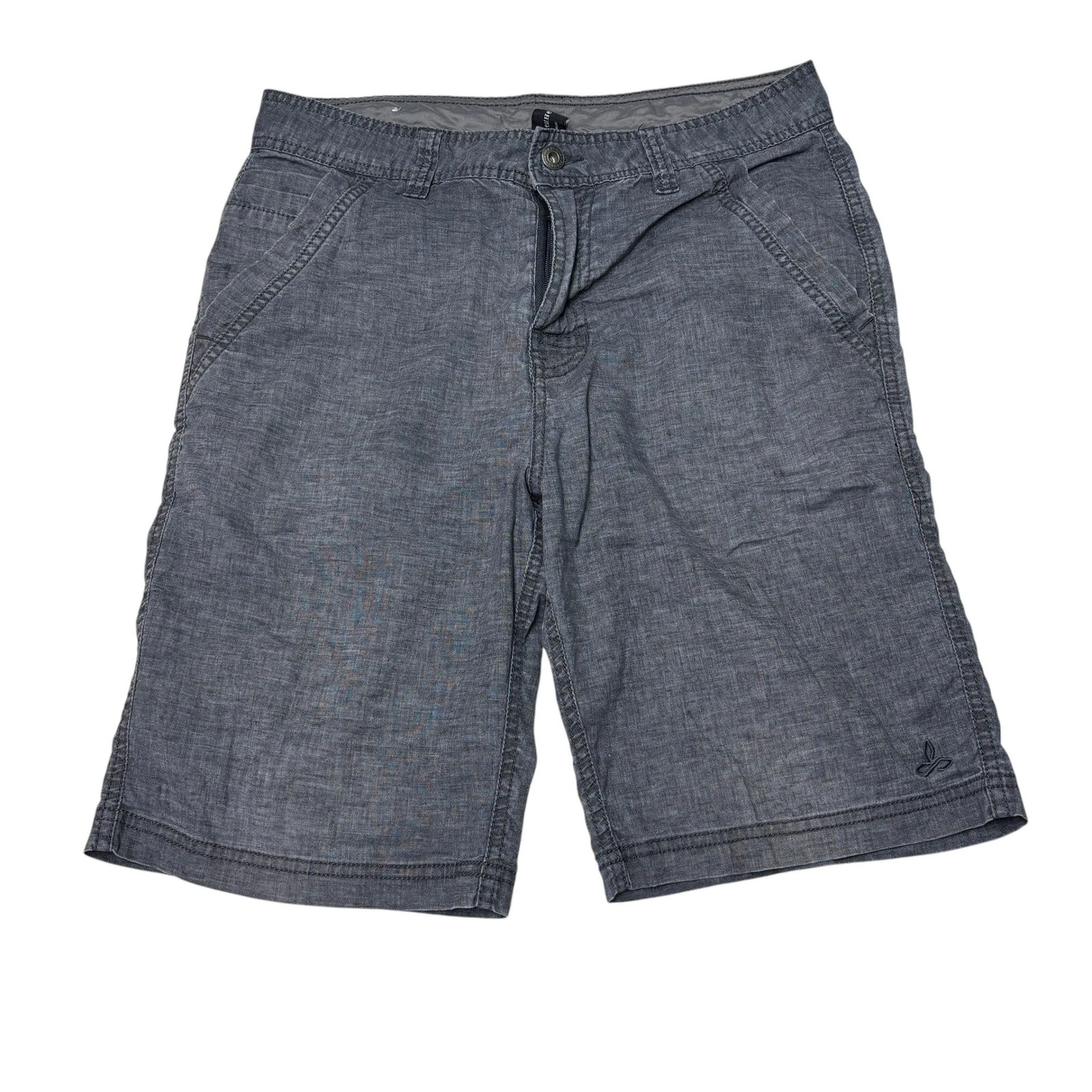 Prana Sutra Mens Shorts 30X10 Charcoal Gray Hemp Blend Hiking Casual Outdoor