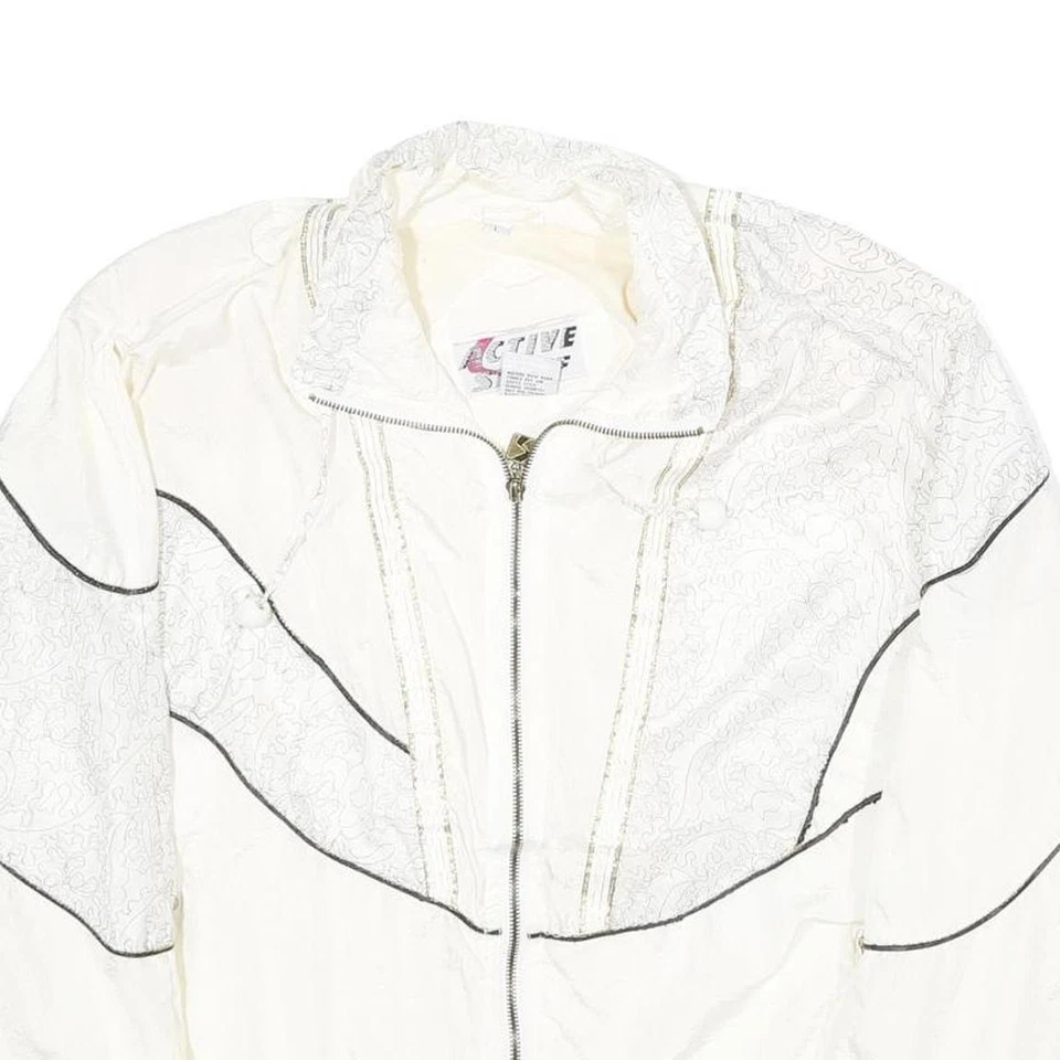 ACTIVE STUFF Womens White Nylon Zip Jacket L Lightweight Patterned Casual - Image 2 of 4