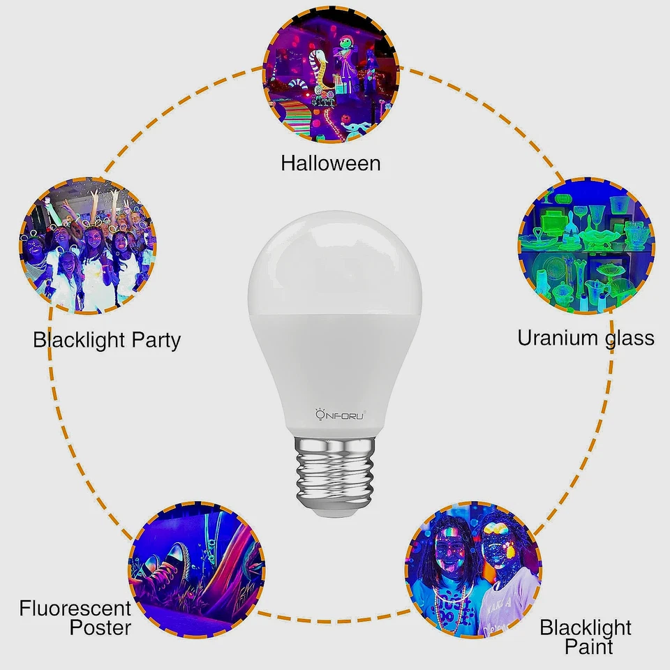 15W LED Black Light Bulbs UV A19 E26 120W 6 Pack - Image 4 of 4