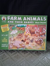 24  x 36  Giant Floor Puzzle-24 Pcs-Farm Animals  Their Babies-For 3  Up-