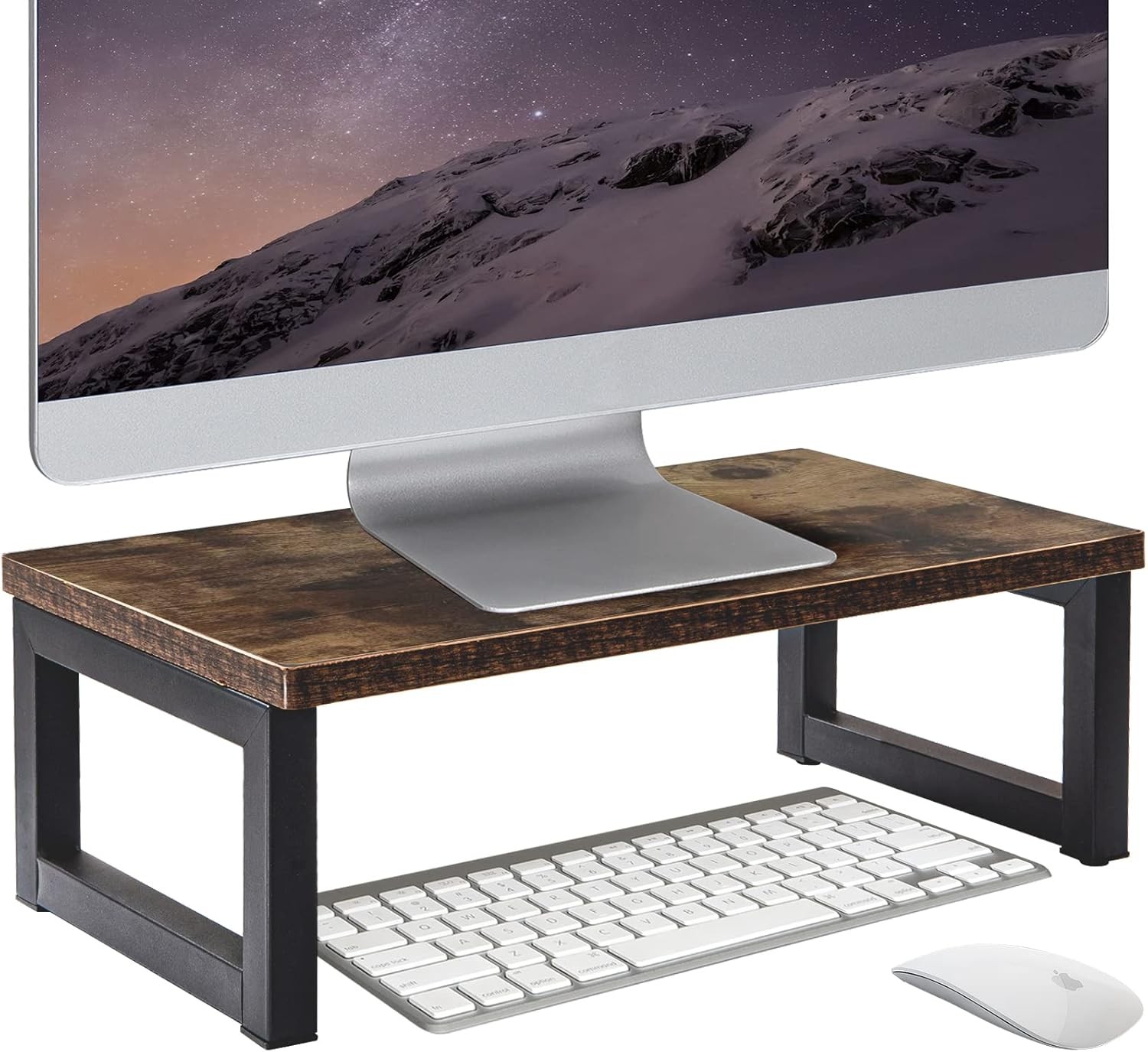 OROPY Wood Vintage Monitor Stand Holder, PC Laptop Computer Screen Riser, Deskt