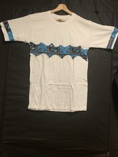 African Tribal Geometric Pattern T-Shirt   White Multicolor Graphic Tee   Unisex