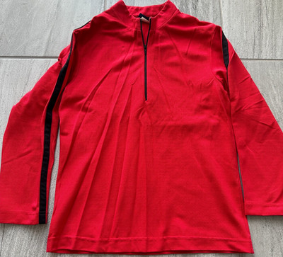 Lily s of Beverly Hills Women s Small Red 3/4 Sleeve Quarter Zip Made in USA