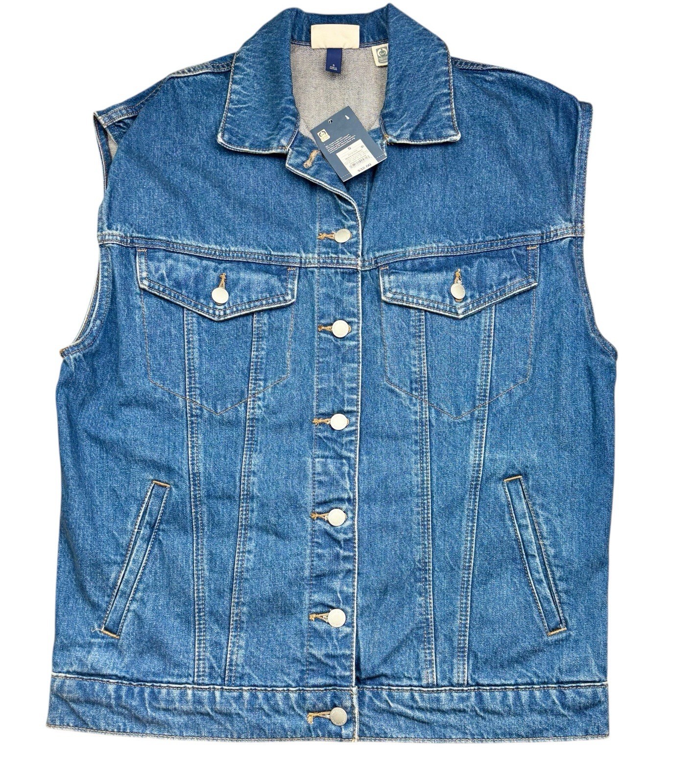 Women's Size Small 80's Baggy Denim Vest Universal Thread Medium Wash