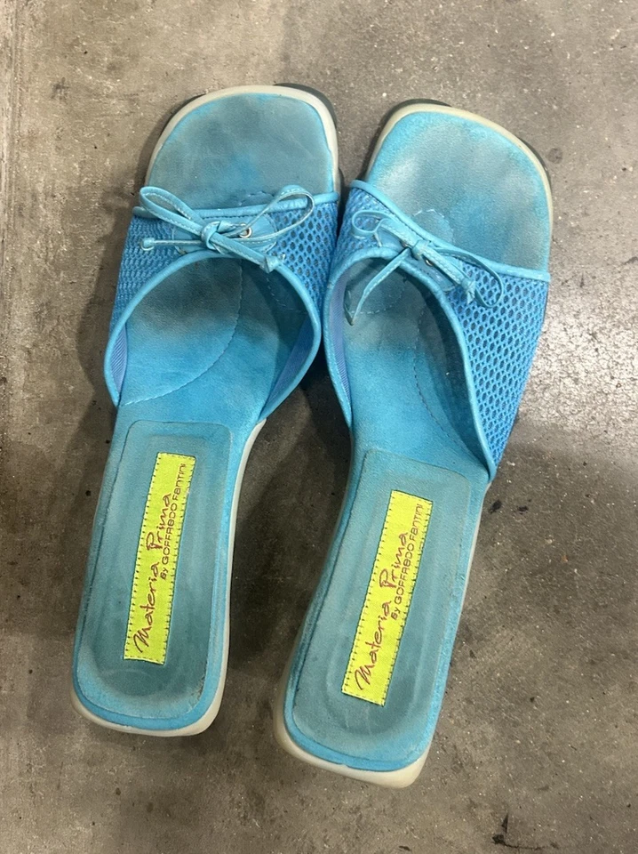 VINTAGE MATERIA PRIMA POR GOFFREDO FANTASINI Chunky Blue TAMANHO 9 EUA SALTO GATINHO Y2K - Imagem 2 de 4