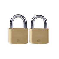 2X VorhäNgeschloss Mit SchlüSsel, Yale, Messing, 60Mm, 3 SchlüSsel, StahlbüGel