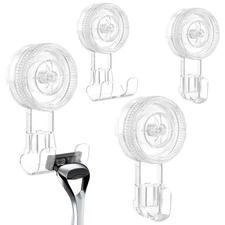 Suction Cup Hooks, BUDGET & GOOD Reusable Waterproof Shower Hook, 4Pcs Vacuum...