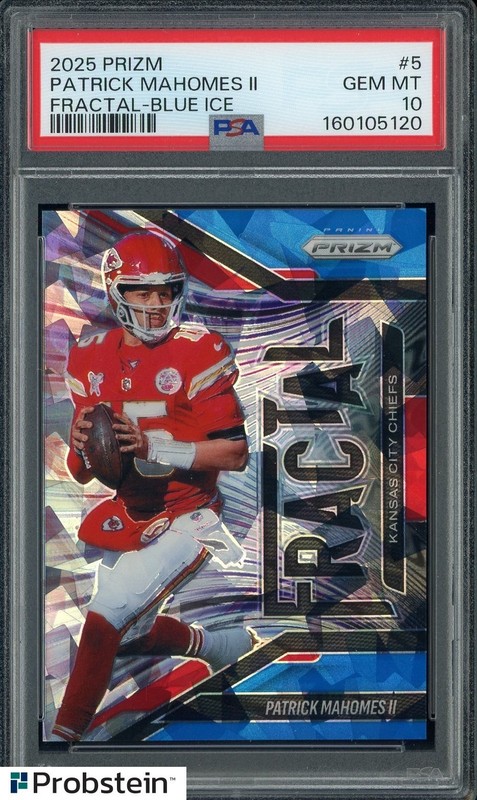 2025 Prizm Fractal Blue Ice #5 Patrick Mahomes II Chiefs /99 PSA 10 GEM MINT