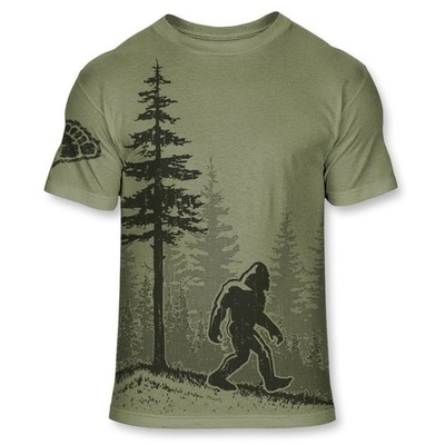 Men s Bigfoot T Shirt Funny Sasquatch Forest Graphic Tee, No-Feel Print - F001