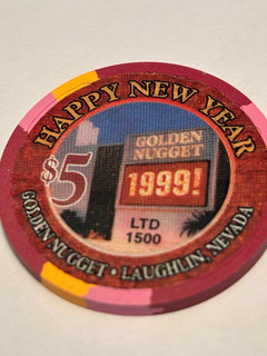 Golden Nugget Laughlin $5 “HAPPY NEW YEAR 1999” V2644 LTD 1500 MINT UNCIRC