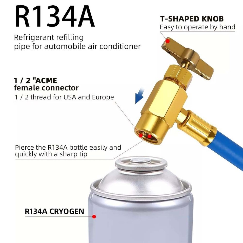 A/C R134A Refrigerator Freon Recharge Kit for Piercing Can NEW | eBay