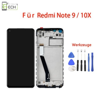 Für Xiaomi Redmi Note 9 / 10X M2003J15SC LCD Display mit Rahmen Bildschirm ...