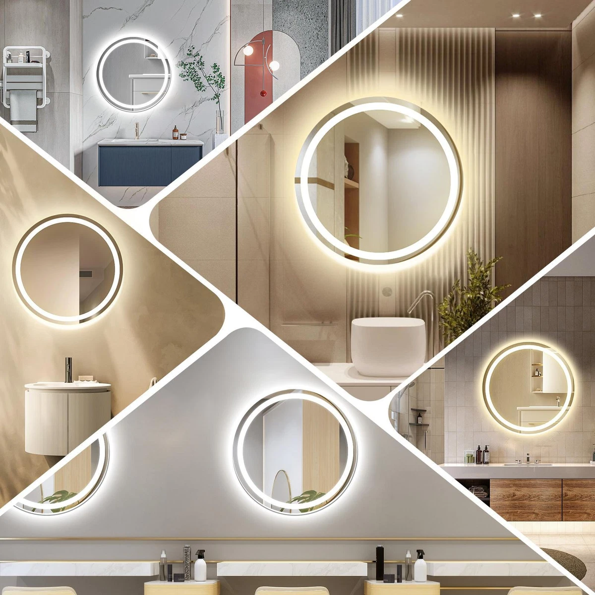 LED Badspiegel mit Uhr Touch Beschlagfrei Beleuchtung Wandspiegel 3 Lichtfarbe