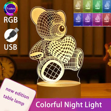 1Pc Love Bear 3D Night Light, Girlfriend Gift Light, Colorful Bedroom Decoration
