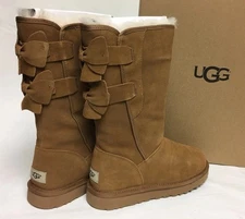 UGG Allegra Bow Tall Chestnut Boots 1092969 Women's Suede Size 5
