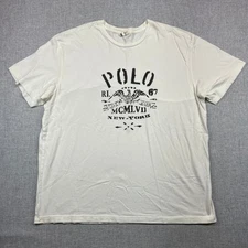 Y2K Polo Ralph Lauren Stencil Eagle RL 67 Graphic T Shirt Men XL White Preppy