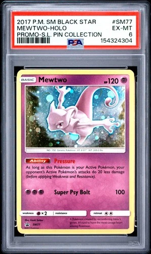 2017 POKEMON SM BLACK STAR PROMO #SM77 MEWTWO-HOLO PSA 6