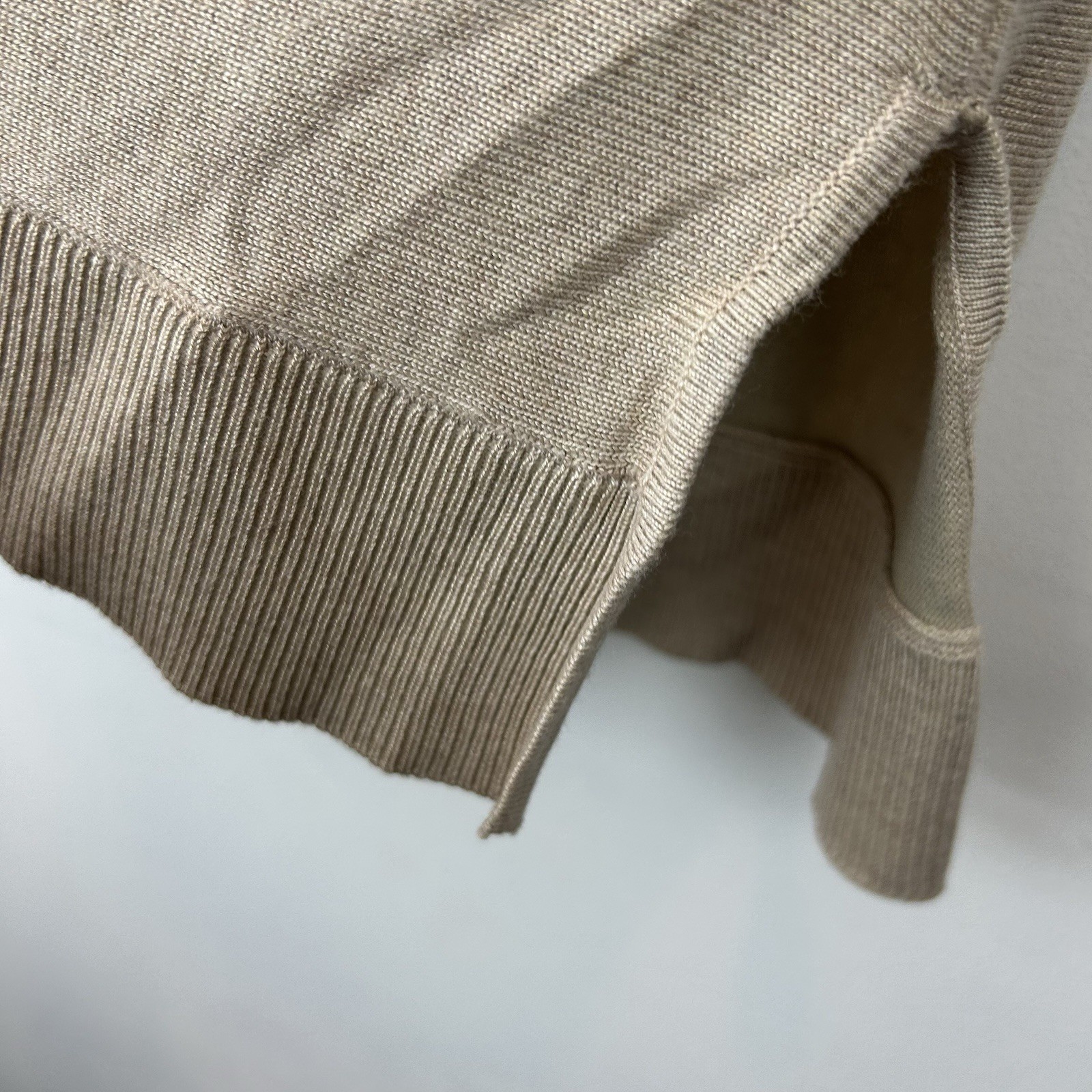 Joan Vass Womens Sweater S Beige Turtleneck Quiet Luxury Capsule Minimalist