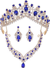 Tiaras and Crowns for Women,Tiaras Earrings Necklace, Crystal Bridal Jewelry Set
