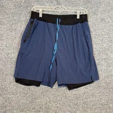 Ten Thousand Shorts Mens Medium Blue Lined Running Gym Training Performance