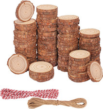 89 PCS Natural Wood Slices with Hole for Crafts, Diameter 3.15-3.54 Inch, Perfec