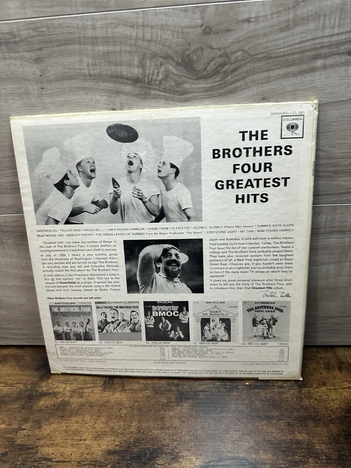 The BROTHERS FOUR - Greatest Hits LP 1962 Columbia CL1803 Mono Vinyl - Image 2 of 4