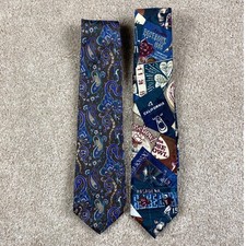 Surrey Mens Necktie Lot 2 Rose Bowl 1969 Novelty & Brown Blue Paisley USA Made