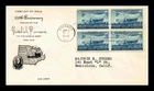 US COVER SWEDISH PIONEER CENTENNIAL FIRST DAY ISSUE BLOCK OF 4 SUN CRAFT