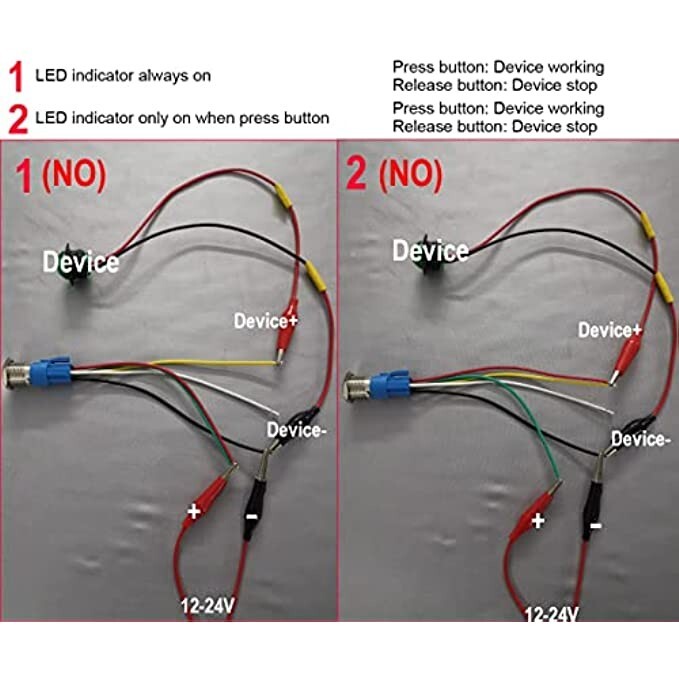 Pulsante Momentaneo 16mm Impermeabile - LED Blu, 12V-24V, 5A, 2 Pezzi - Foto 6
