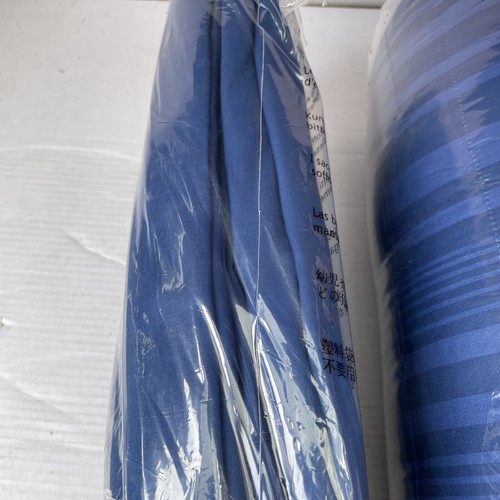 7 piece Full Queen Bedding Set Sheets 2 Cases 2 Shams Comforter Blue Stripe - Picture 4 of 5