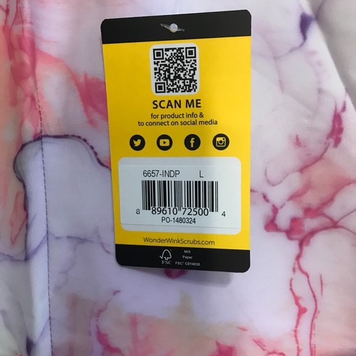 WonderWink Scrub Top Large Ink Drop 6657-INDP VNeck 3Pockets NWT Free Shipping - Picture 4 of 6