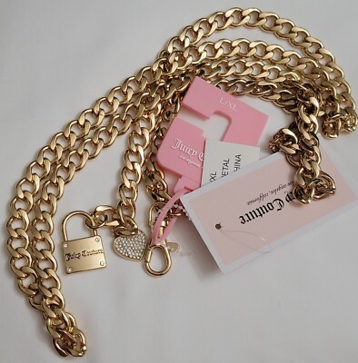 Juicy Couture Gold Metal Chain Belt With Rhinestone Heart  display picture 1