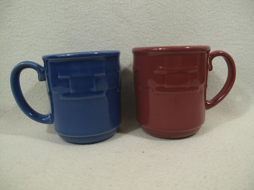 Longaberger Pottery Woven Traditions Multi Color 12 oz Coffee Cup Mug Set 4 - Picture 11 of 21