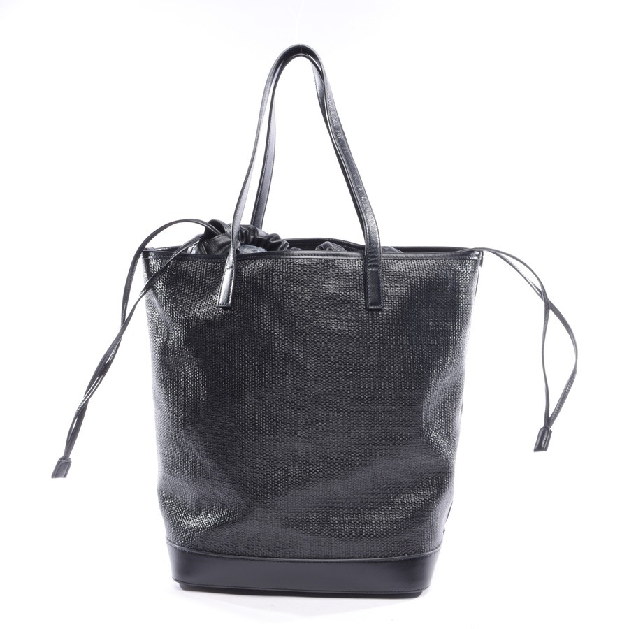 Borsa a tracolla Saint Laurent nera lino tela teddy shopping bag