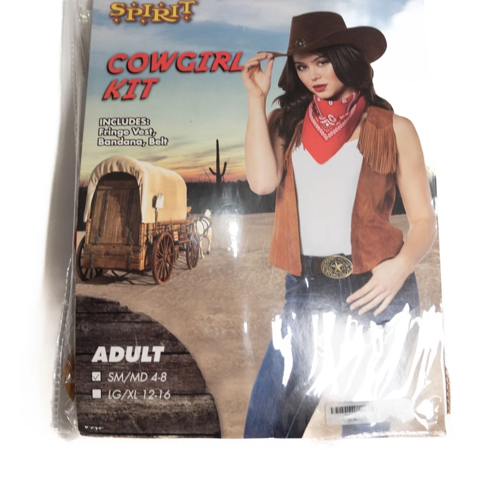 Kit Disfraz Vaquera Adulta Talla S/M Con Flecos Chaleco Bandana y Cinturón Foto 4 de 4