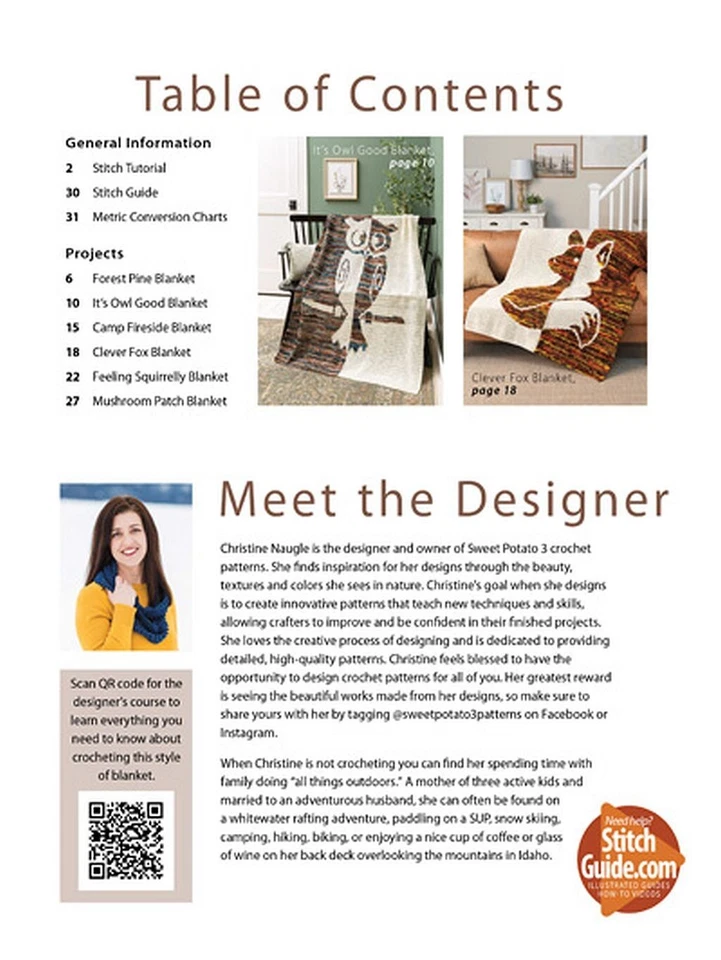 WOODLAND CROCHET BLANKETS Pattern Book ~ 6 Whimsical Afghan Designs - Image 2 of 4