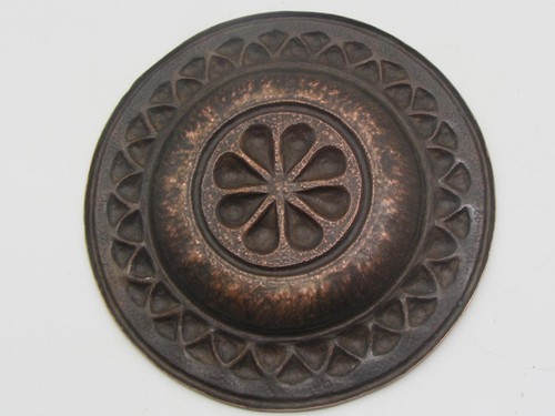Placa de cobre liso martillada de colección de 6 3/8" decoración redonda vintage granja - Imagen 4 de 5