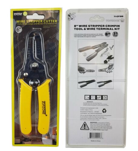6" & 8" Wire Stripper Crimpin Tool & Wire Terminal Kit Set - Picture 4 of 5