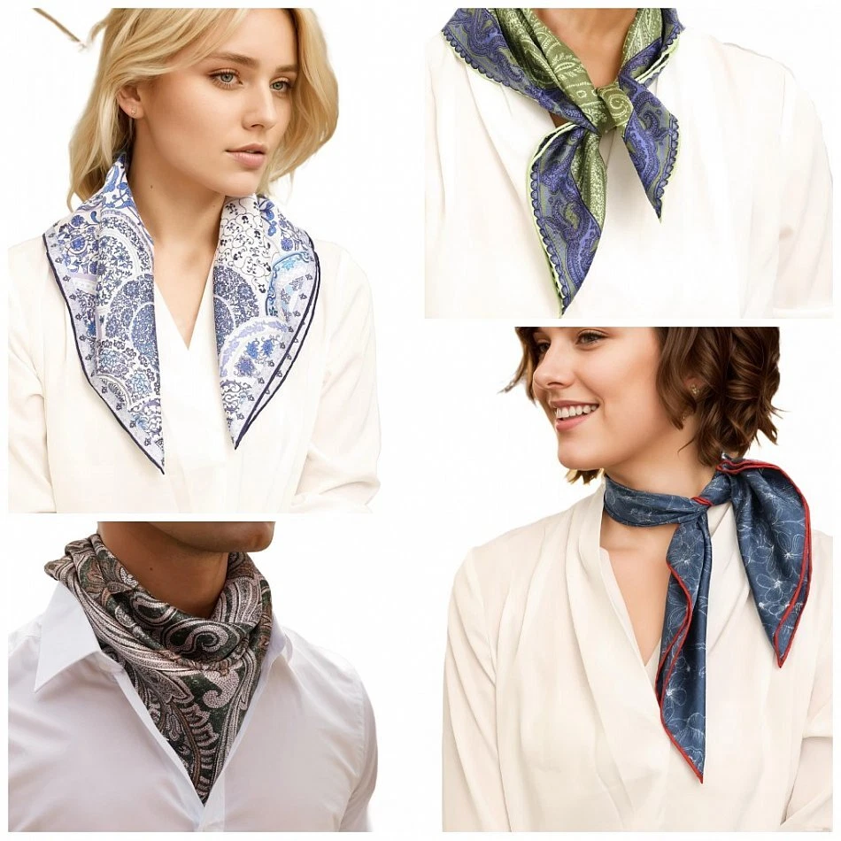 Unisex handrolliert SeidenHalstuch Seide Nickituch Sommer Bandana Damen Herren - Bild 1 von 1