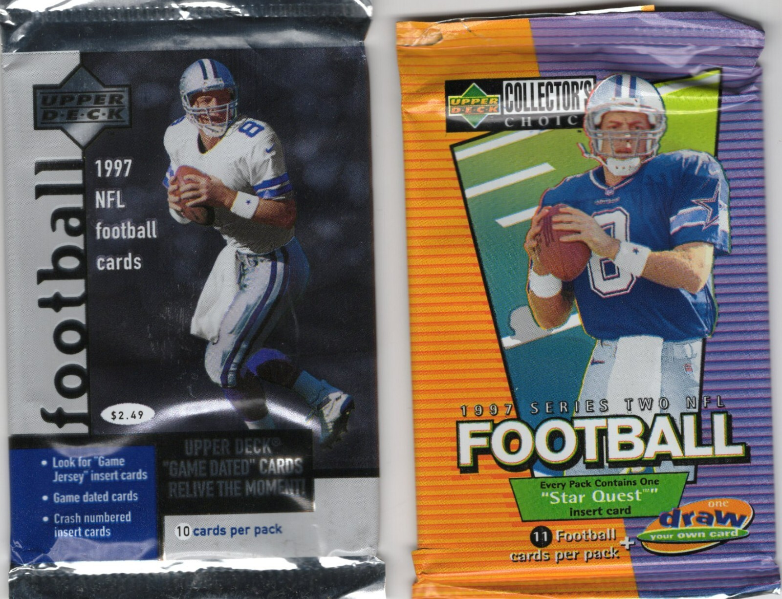 1997 Troy Aikman Upper Deck & Coll Choice 2 Wrappers - Empty - Dallas Cowboys
